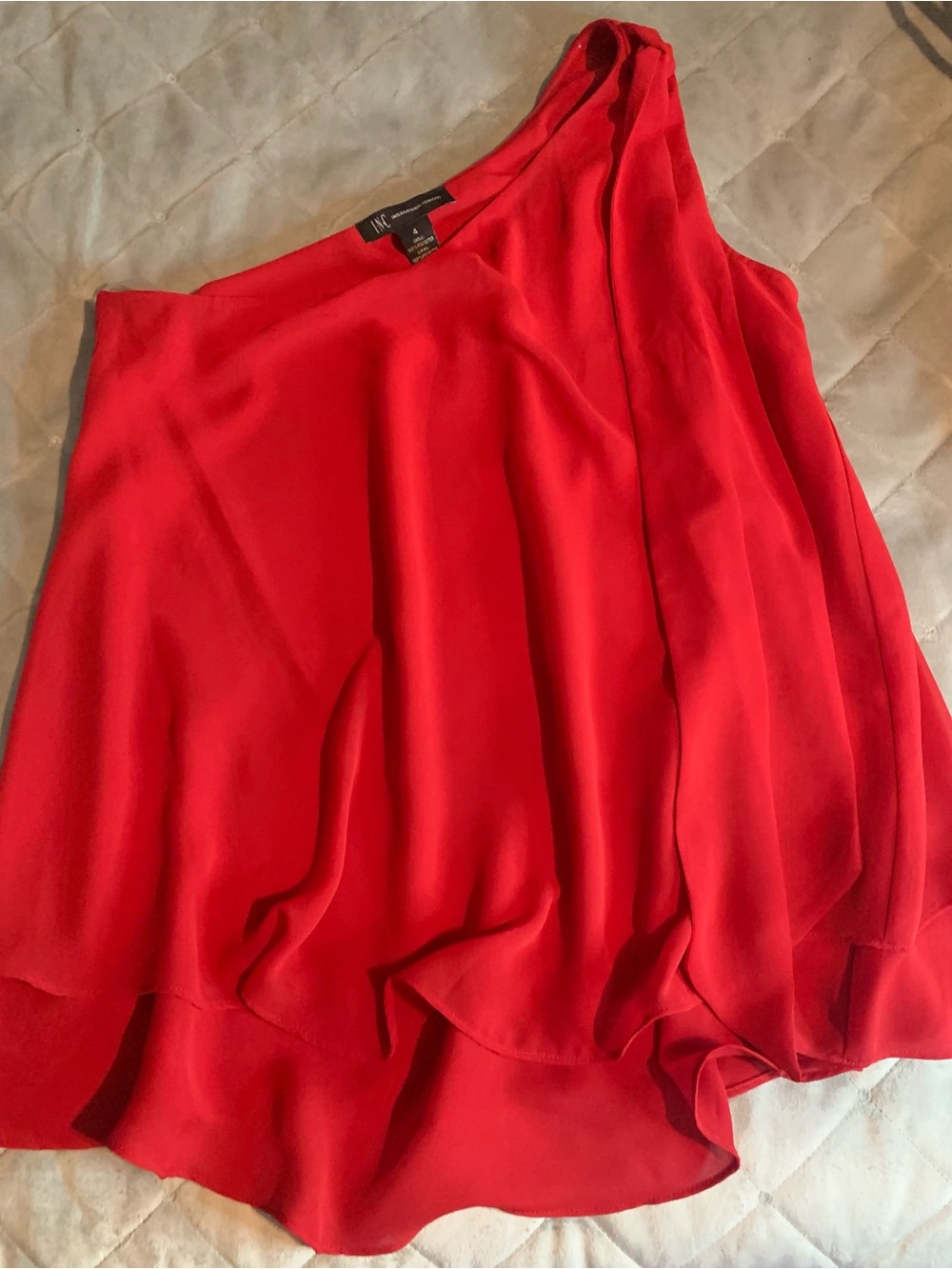 INC International Concepts Vibrant Red one shoulder top